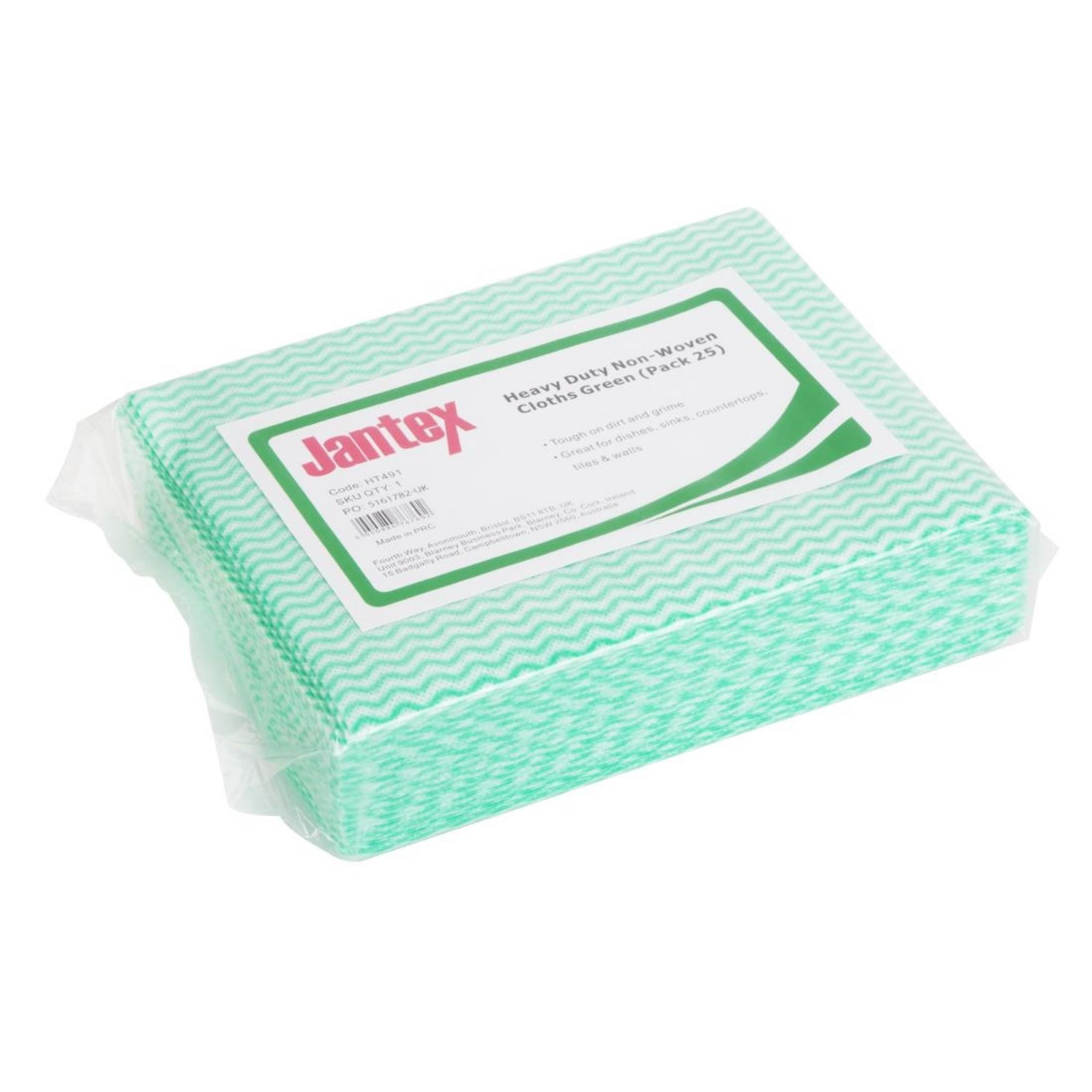 Picture of Jantex Heavy Duty Non-Woven Cloths Green (25 Pack) - HT491