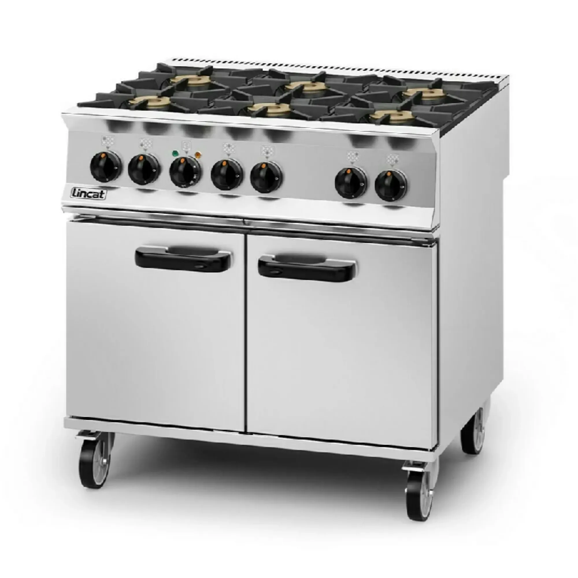 Picture of Lincat Opus 800 Dual Fuel [Natural Gas] Free-standing Oven Range - 6 Burners - W 900 mm - 45.0 kW - OD8007/N