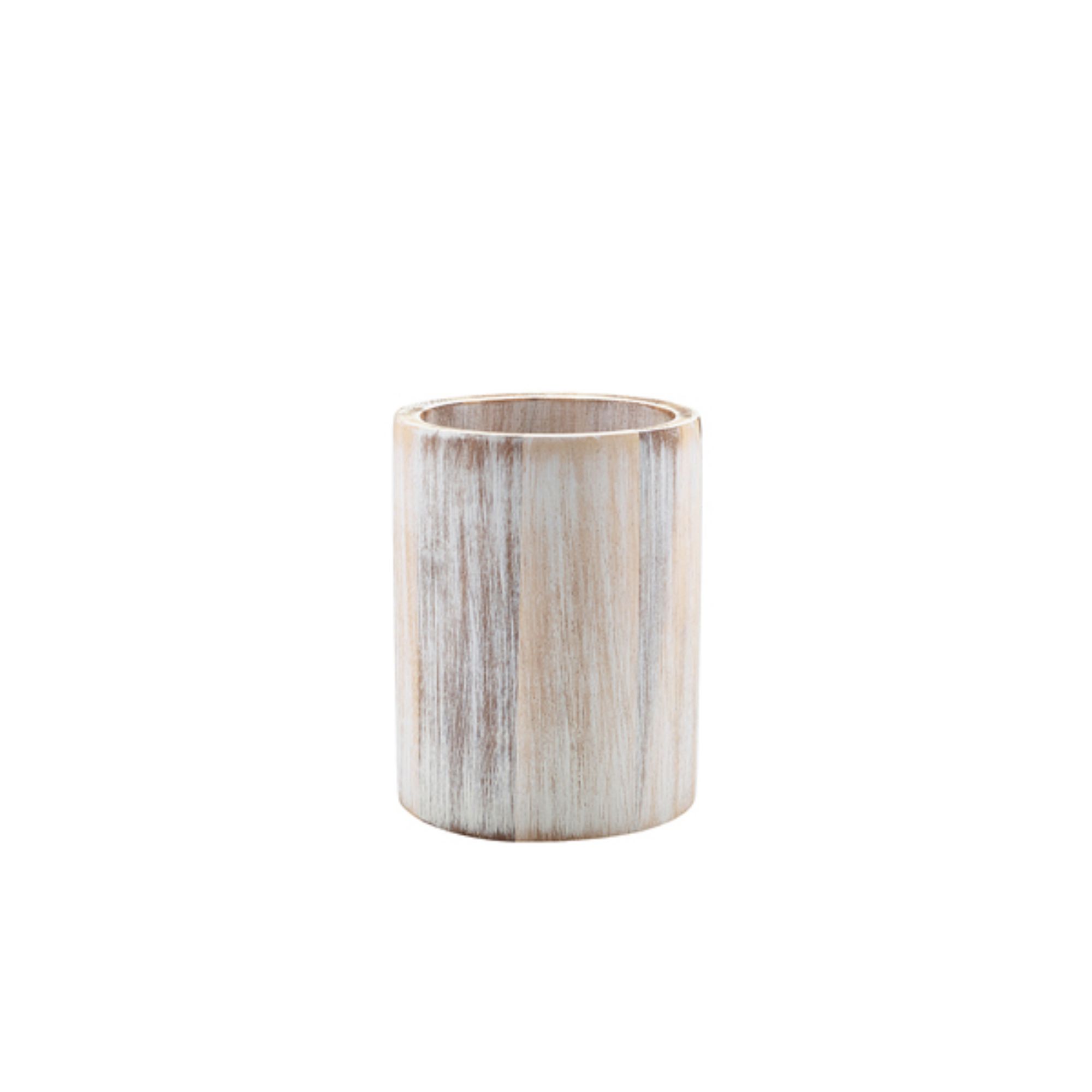 Picture of GenWare White Wash Acacia Wood Cutlery Cylinder - WCC10W