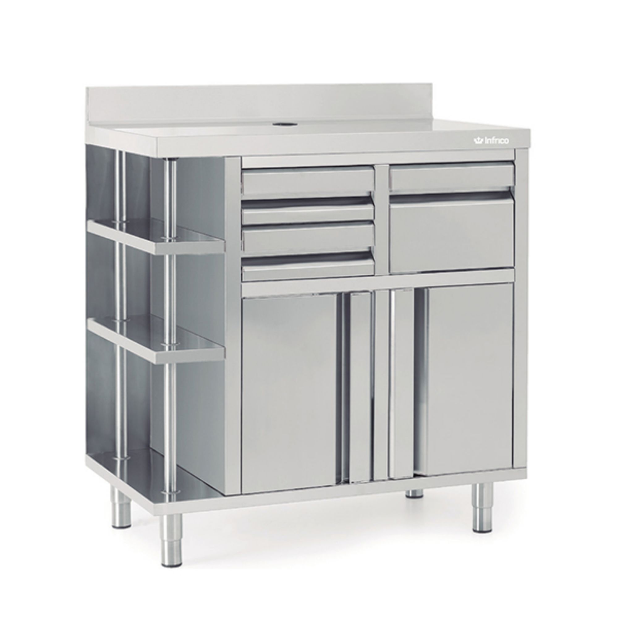 Picture of INFRICO Back Bar Coffee Unit 1000mm Wide Shelves to Left - MCAF1000CD