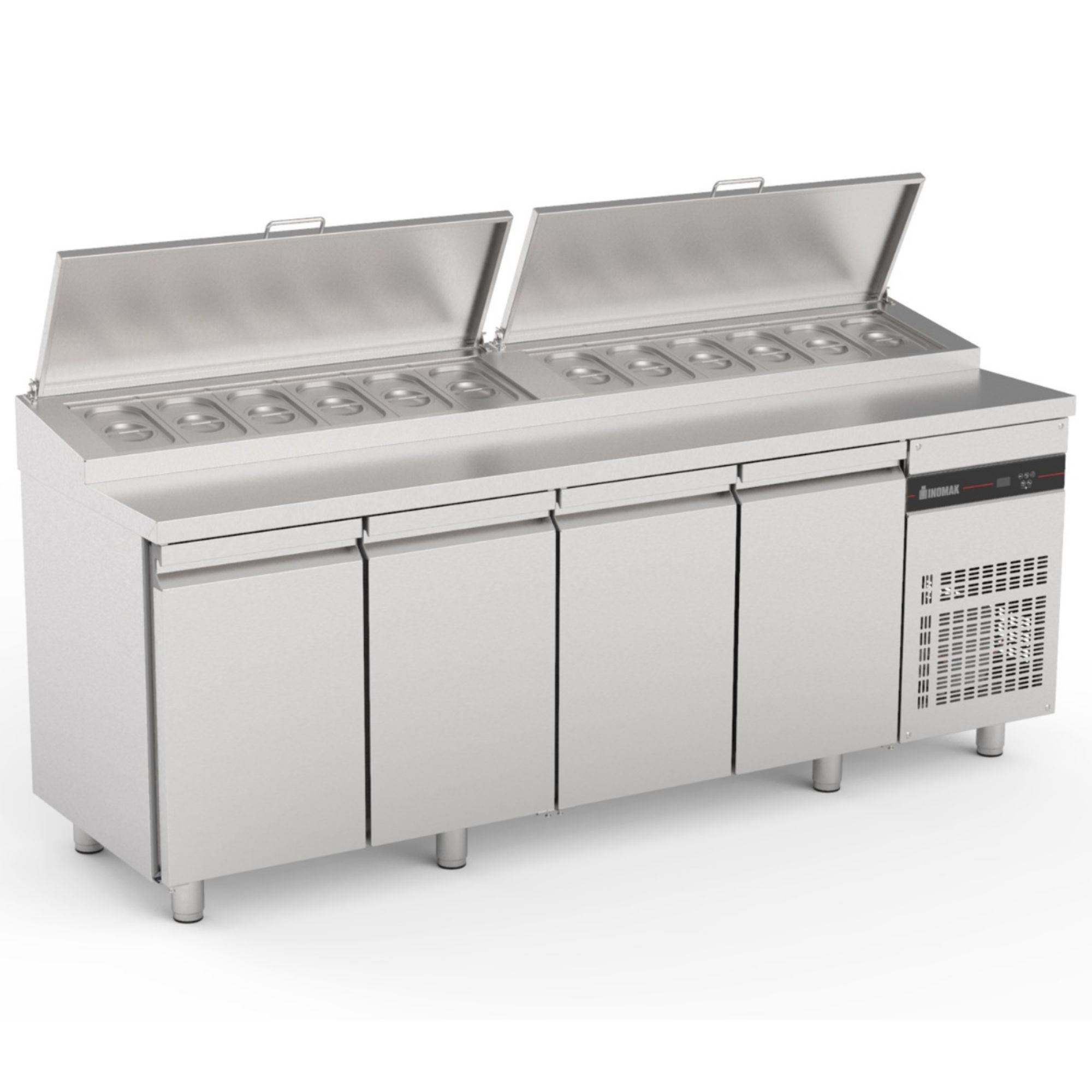 Picture of INOMAK Four Hinged Door Gastronorm Prep Counter With Raised Collar - ZPZP9999