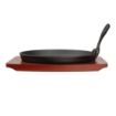 Picture of Olympia Cast Iron Round Sizzler with Wooden Stand 22cm - CC311OG