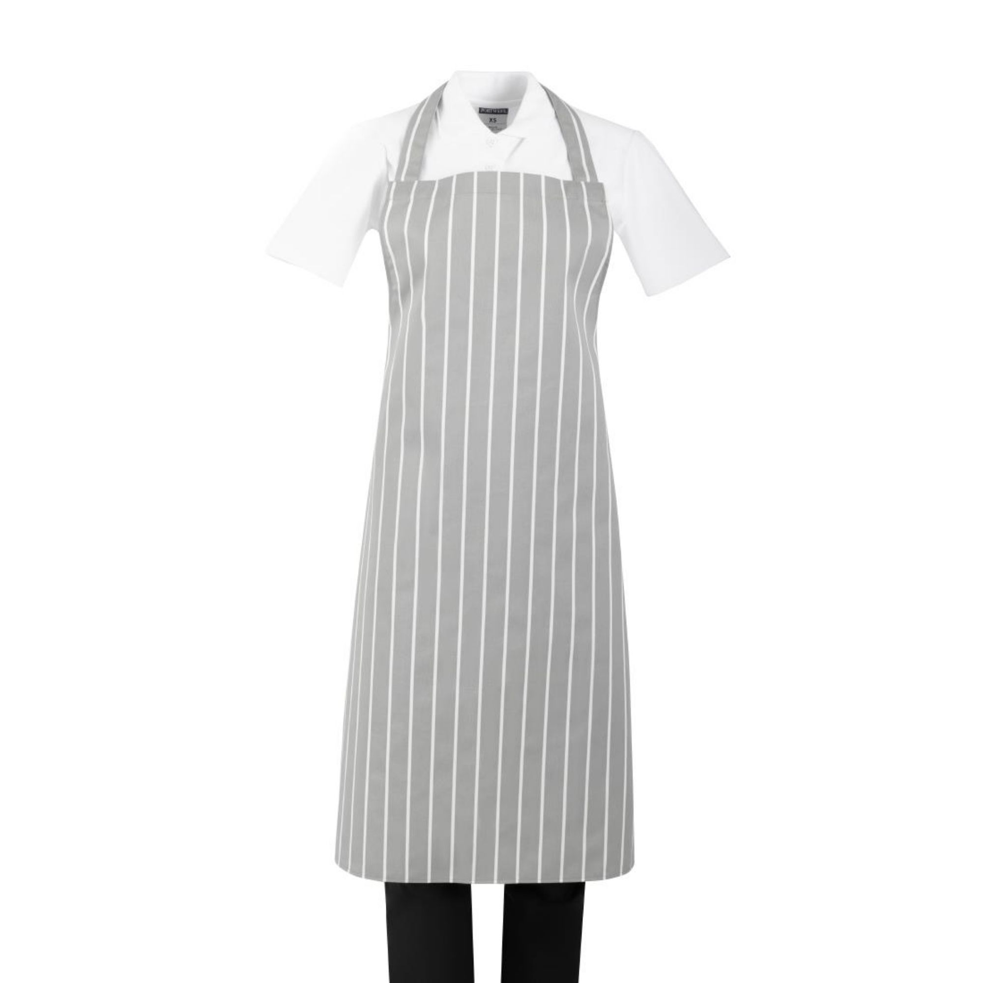 Picture of Whites Butchers Stripe Bib Apron Grey/White - BA111
